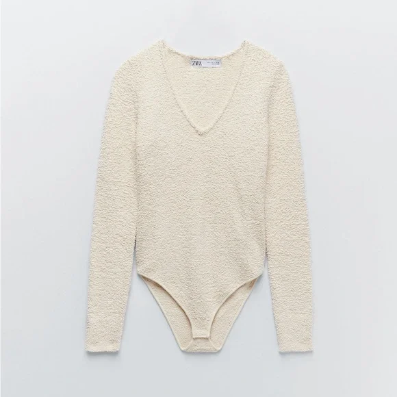 NWOT Zara Textured Knit Bodysuit - Picture 4 of 9
